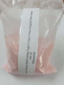 Acrylic Resin Powder Self-Cure Type 2 Class 2 pour Original Pink Shade 100 Gr.