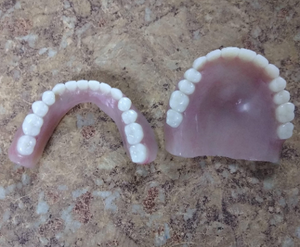 Dentures Full Upper and Lower Dark False Teeth Set Small
